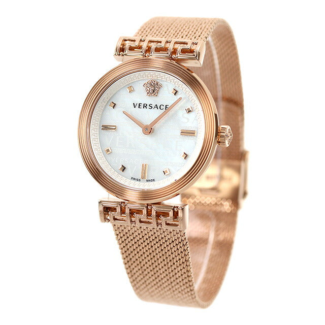 Versace Watch Miander Watch Brand Ladies Velw01322 Analog Shell Pink Gold Switzerland