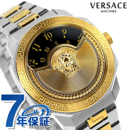 ヴェルサーチ ダイロス クオーツ 腕時計 ブランド メンズ レディース VERSACE VEQU01423 アナログ ブラック ゴールド 黒 スイス製