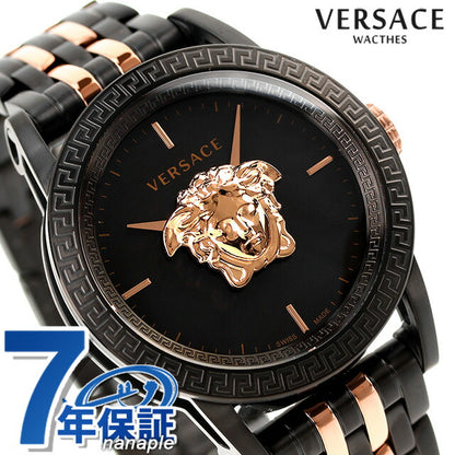 ヴェルサーチ パラッツォ クオーツ 腕時計 ブランド メンズ VERSACE VERD01623 アナログ ブラック ピンクゴールド 黒 スイス製