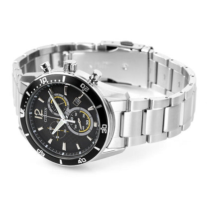 Citizen Collection Eco-Drive Eco Drive观看品牌计时码表太阳能公民VO10-6742F模拟黑色黑色