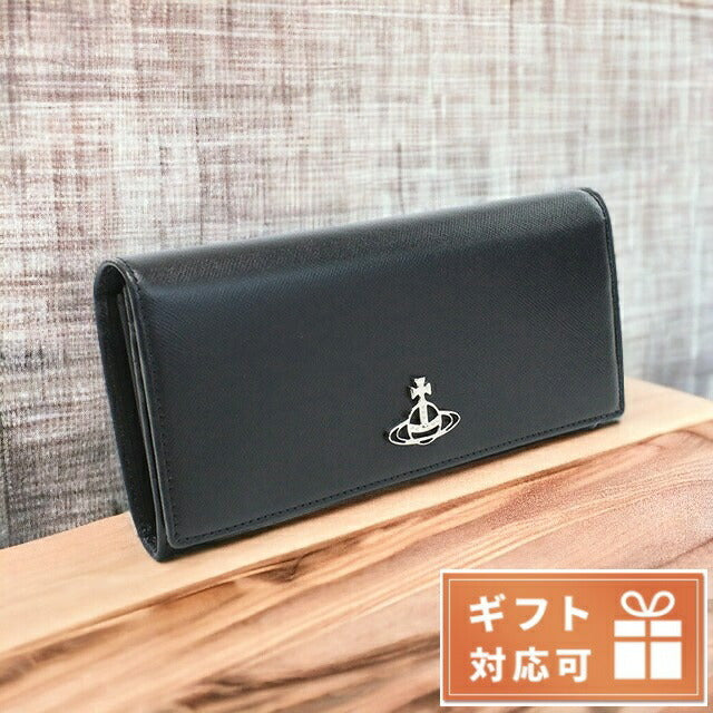 ヴィヴィアン・ウエストウッド 長財布ニ折小銭入付き ユニセックス レザー イタリア 51120005 BLACK ブラック 財布 VWW51120005051