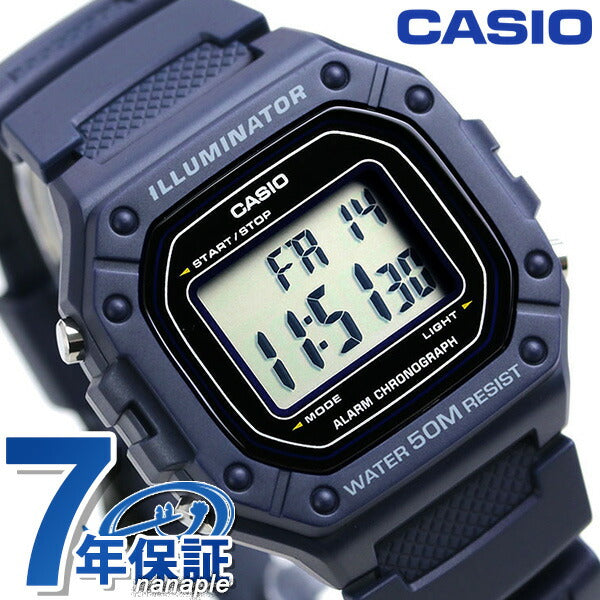 Casio Cheep Casio Digital Navy海外模特男士女士手表品牌W-218H-2AVDF Chipukashi