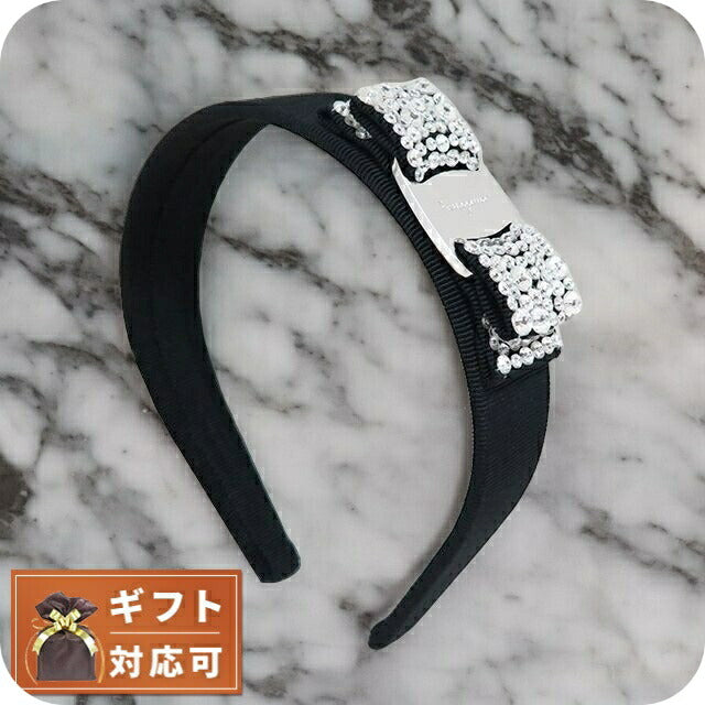 フェラガモ FERRAGAMO カチューシャ レディース 342758-524893 VARA ヴァラ リボン BLACK ブラック クリスタル WQ00041238