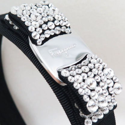 フェラガモ FERRAGAMO カチューシャ レディース 342758-524893 VARA ヴァラ リボン BLACK ブラック クリスタル WQ00041238