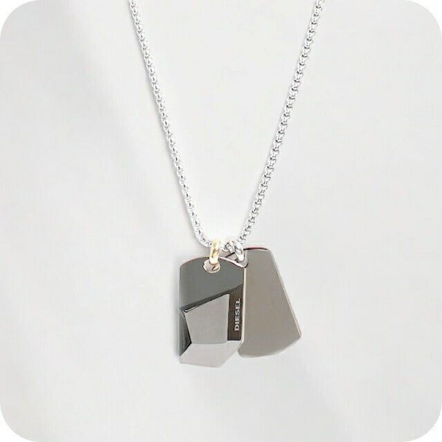 ディーゼル DIESEL ネックレス ペンダント DX1143040 メンズ レディース ダブルプレート ガンメタル シルバー WQ00042379