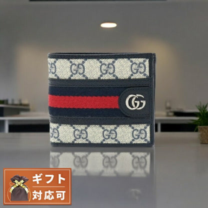 グッチ GUCCI 二つ折り財布 597609-96IWN-4076 ベージュ ブルー ウォレット GGスプリーム キャンバス WQ00051615