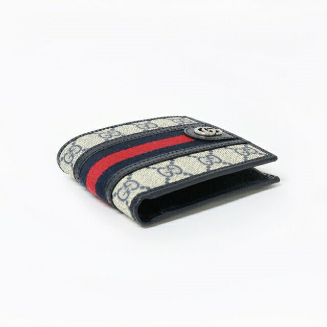グッチ GUCCI 二つ折り財布 597609-96IWN-4076 ベージュ ブルー ウォレット GGスプリーム キャンバス WQ00051615