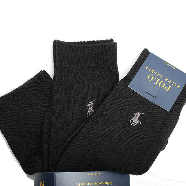 Poloral Floren Polo Ralph Lauren Socks 8081pk黑色男子黑色3套袜子WQ0052320