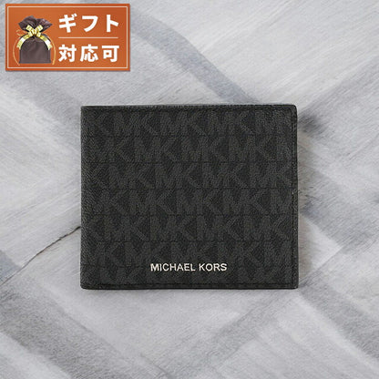 マイケルコース MICHAEL KORS 折りたたみ財布 二つ折り財布 ウォレット 36U9LCRF3B-BLACK メンズ ブラック WQ00052597