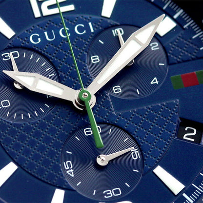 Gucci G Time Les Quartz观看品牌计时码表YA126288模拟海军瑞士