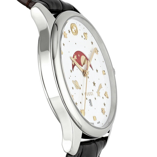 グッチ Gタイムレス クォーツ 電池式 腕時計 ブランド メンズ 蜂 星 ハート ムーンフェイズ GUCCI YA126325 アナログ ホワイト ブラック 黒 スイス製 YA126325