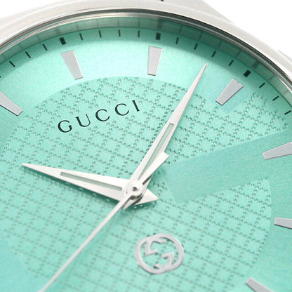 Gucci G Time Les Quartz观看品牌男士YA126372模拟薄荷蓝色瑞士