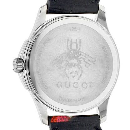 Gucci时钟G时间les Quartz观看男士女士皮革皮带Gucci YA1264007黑色黑色瑞士