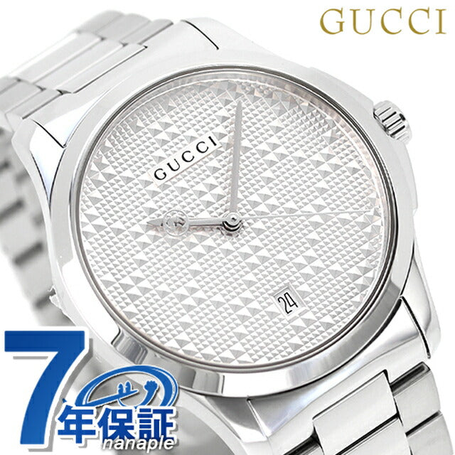 Gucci观看男士观看品牌G时代40mm Quartz YA126459银牌