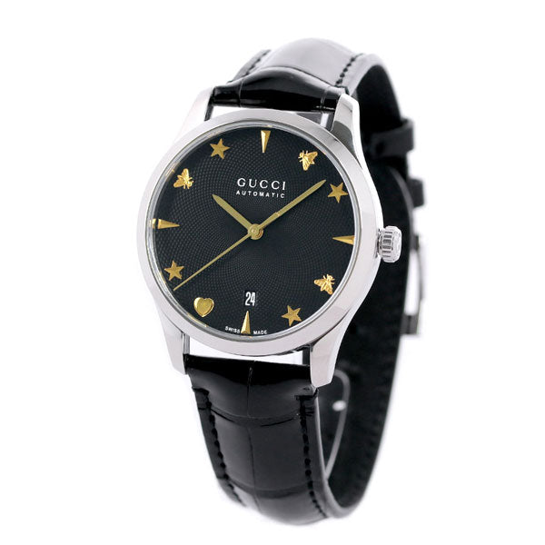 グッチ 時計 Gタイムレス 38mm 自動巻き 機械式 メンズ レディース 腕時計 ブランド YA126469A G-TIMELESS ブラック 革ベルト YA126469A