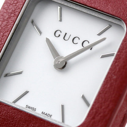 グッチ 時計 グッチ1921 クオーツ 懐中時計 メンズ レディース ペンダントウォッチ 革ベルト GUCCI YA130418 ホワイト レッド 白 スイス製 YA130418