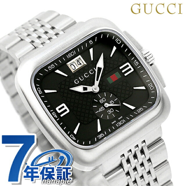 Gucci Coupe Quartz观看品牌男士YA131305模拟黑色黑色黑色黑色瑞士