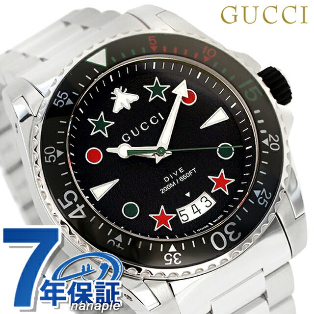 Gucci Dave Quartz观看品牌男士YA136221模拟黑色黑色黑色瑞士