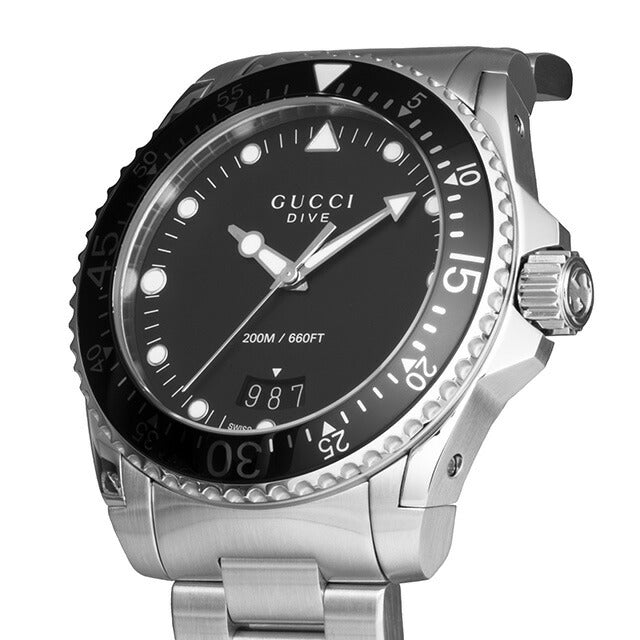 グッチ DIVE クォーツ 電池式 腕時計 ブランド メンズ GUCCI YA136301B アナログ ブラック 黒 スイス製 YA136301B