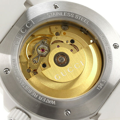 グッチ ダイヴ 自動巻き 腕時計 ブランド メンズ オープンハート GUCCI YA136343 アナログ スケルトン ホワイト 白 スイス製 YA136343