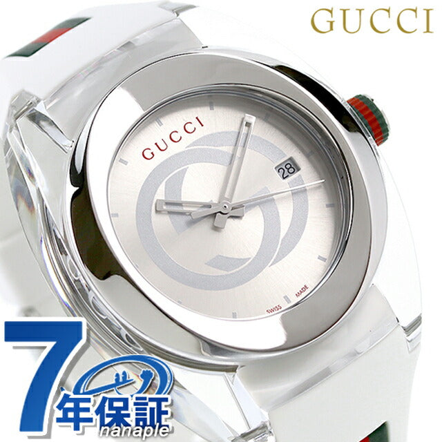 Gucci观看瑞士男士观看品牌YA137102A水槽46mm银白色