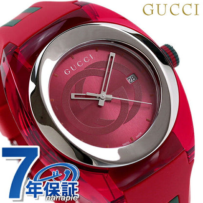 Gucci观看男士手表品牌YA137103A水槽46mm红色