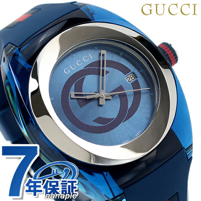 Gucci观看男士手表品牌YA137104A水槽46mm蓝色