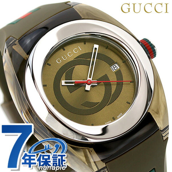 Gucci手表接收器46毫米石英男性手表品牌YA137106卡其色