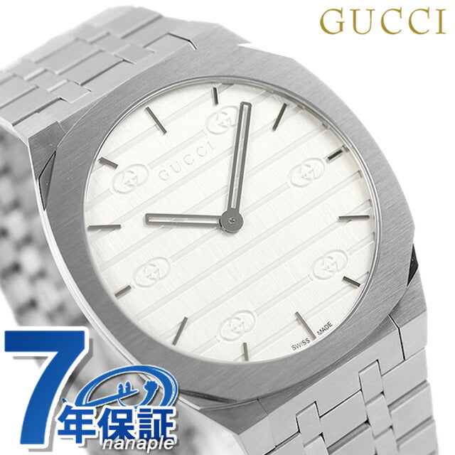 グッチ 時計 メンズ レディース 25H 38mm スイス製 クオーツ 腕時計 ブランド YA163407 シルバー YA163407