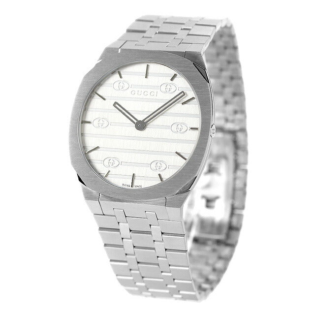 グッチ 時計 メンズ レディース 25H 38mm スイス製 クオーツ 腕時計 ブランド YA163407 シルバー YA163407