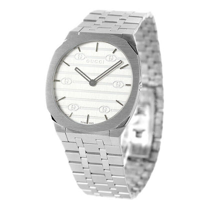 グッチ 時計 メンズ レディース 25H 38mm スイス製 クオーツ 腕時計 ブランド YA163407 シルバー YA163407