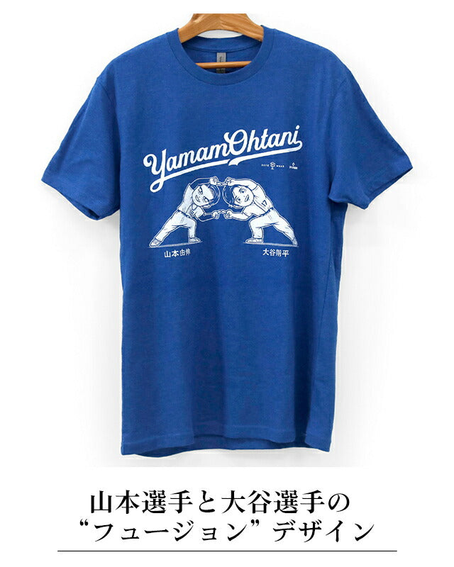 ヤマモタニ 半袖Ｔシャツ 大谷翔平 山本由伸 メンズ ブランド Ｍ MLBPA公式ライセンス商品 ドジャース ロゴ クルーネック ブルー YamamOhtani