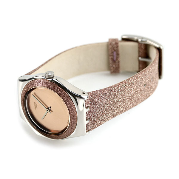 Swatch Clock Ilony Rose Sparkle 33mm Ladies YLS220 IRONY Rose Sparkle Watch Brand Pink Beige