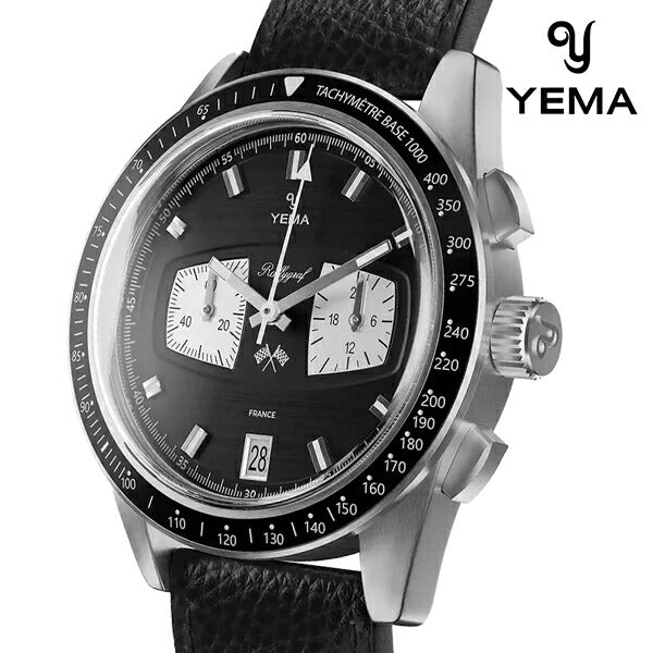 イエマ ラリーグラフ メカクォーツ II リバースパンダ クオーツ 腕時計 ブランド メンズ クロノグラフ YEMA YMHF1584-AA アナログ ブラック 黒 フランス製 YMHF1584-AA
