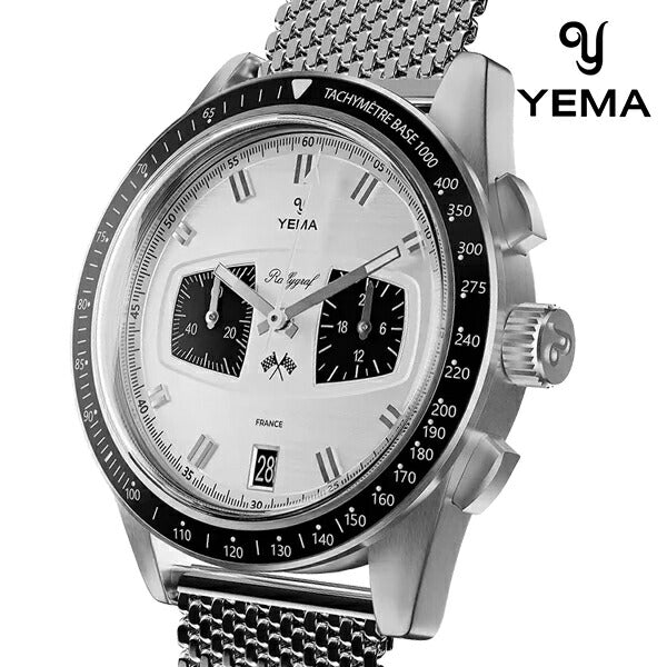 イエマ ラリーグラフ メカクォーツ II パンダ クオーツ 腕時計 ブランド メンズ クロノグラフ YEMA YMHF1584-BM アナログ シルバー フランス製 YMHF1584-BM